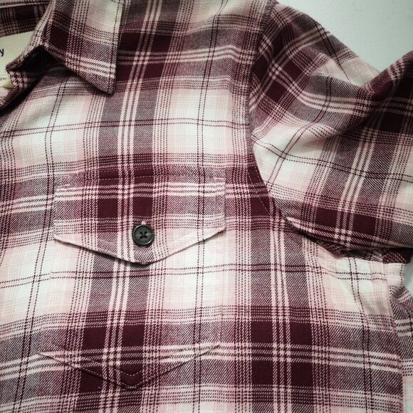 Tilley Ladies Size Large Burgundy Plaid Button Front Shirt - Picture 7 of 10